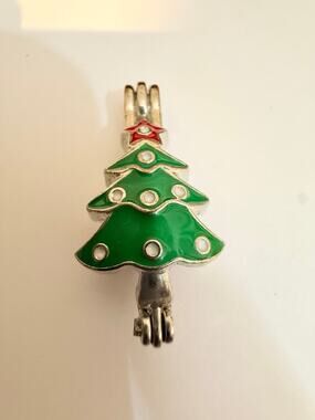 Vintage Silver Tone Opening Christmas Tree Pendant